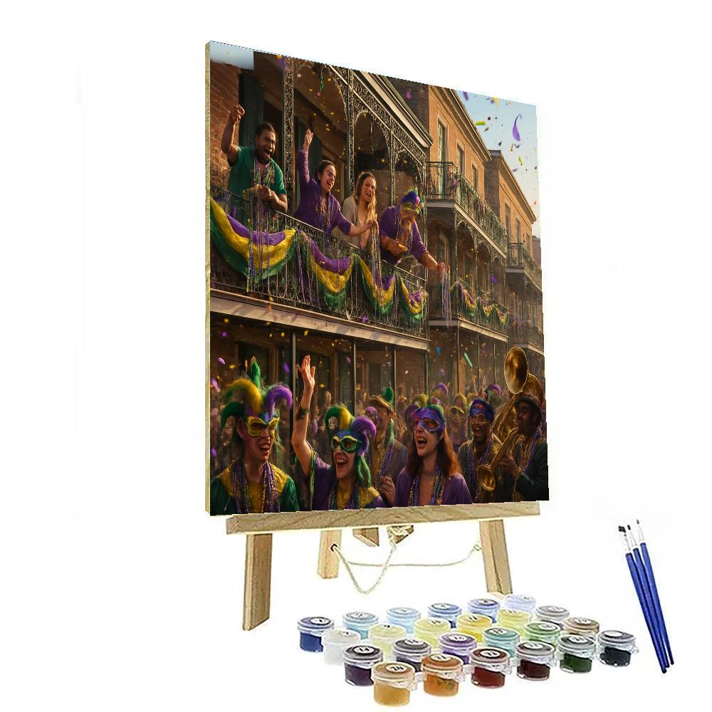 Mardi Gras Beads And Balcony Revelry paint by number