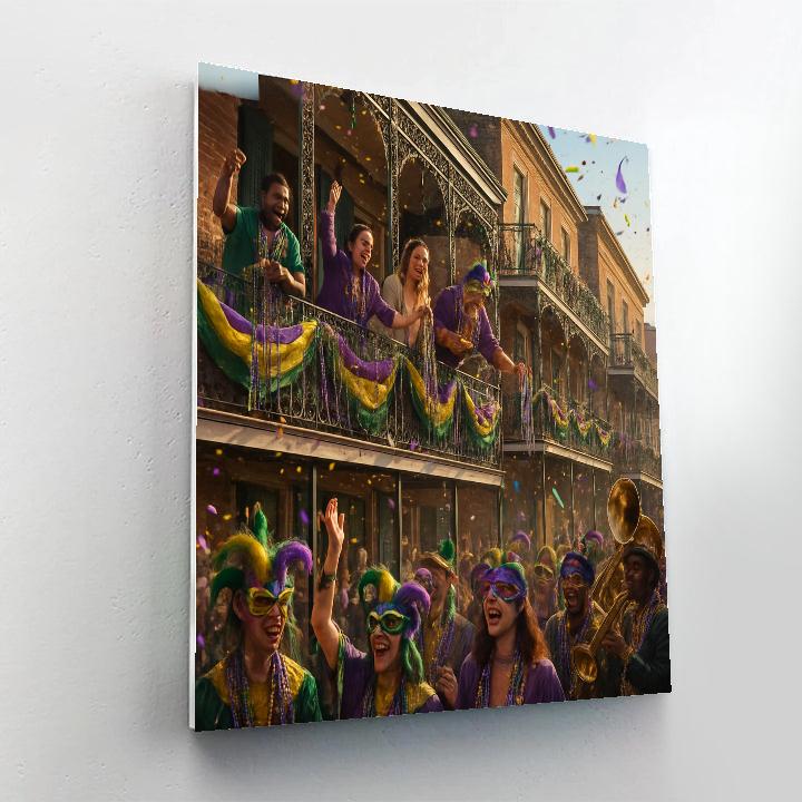 Mardi Gras Beads And Balcony Revelry paint by number