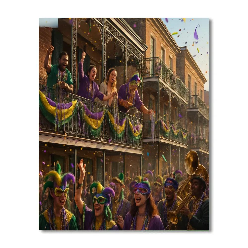 Mardi Gras Beads And Balcony Revelry paint by number