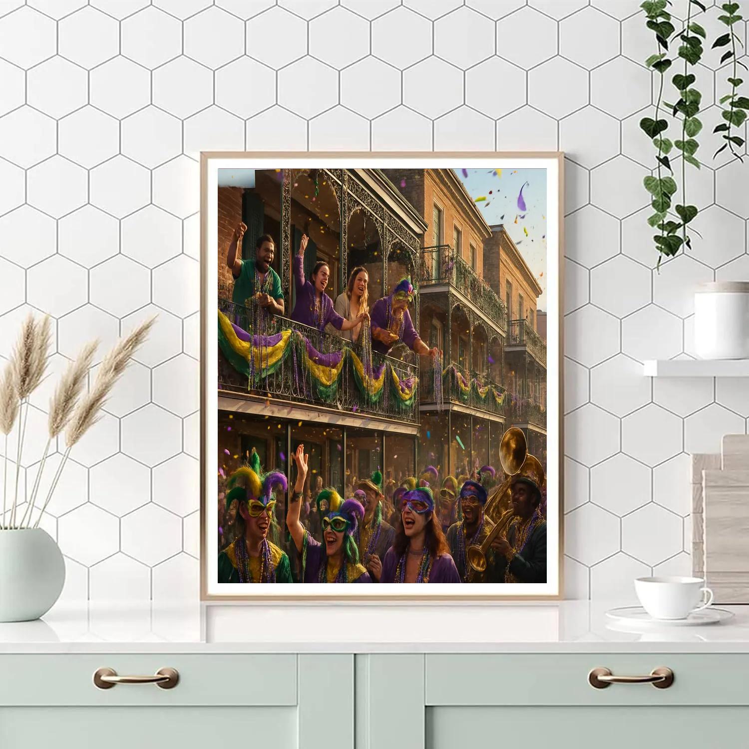 Mardi Gras Beads And Balcony Revelry paint by number