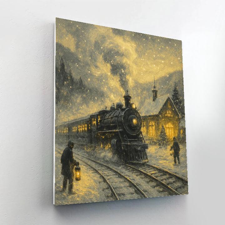 Icicle Train To Wintertown DIY paint by numbers