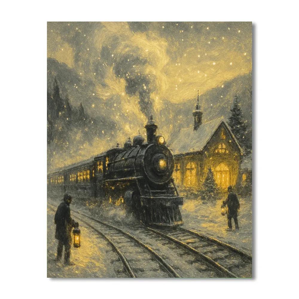 Icicle Train To Wintertown DIY paint by numbers