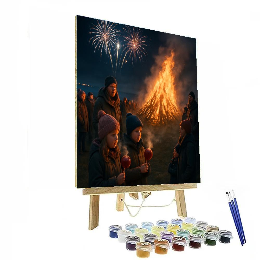 Bonfire Night Guy Fawkes Fireworks Number painting