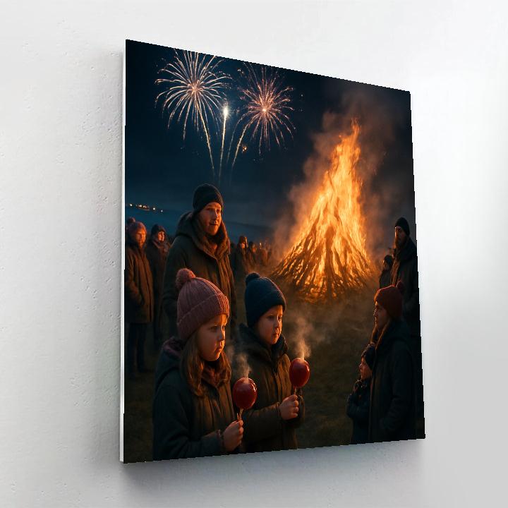 Bonfire Night Guy Fawkes Fireworks Number painting