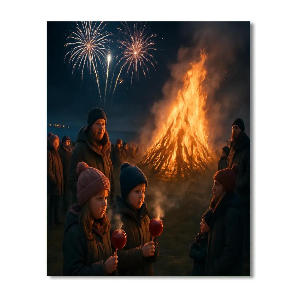 Bonfire Night Guy Fawkes Fireworks Number painting