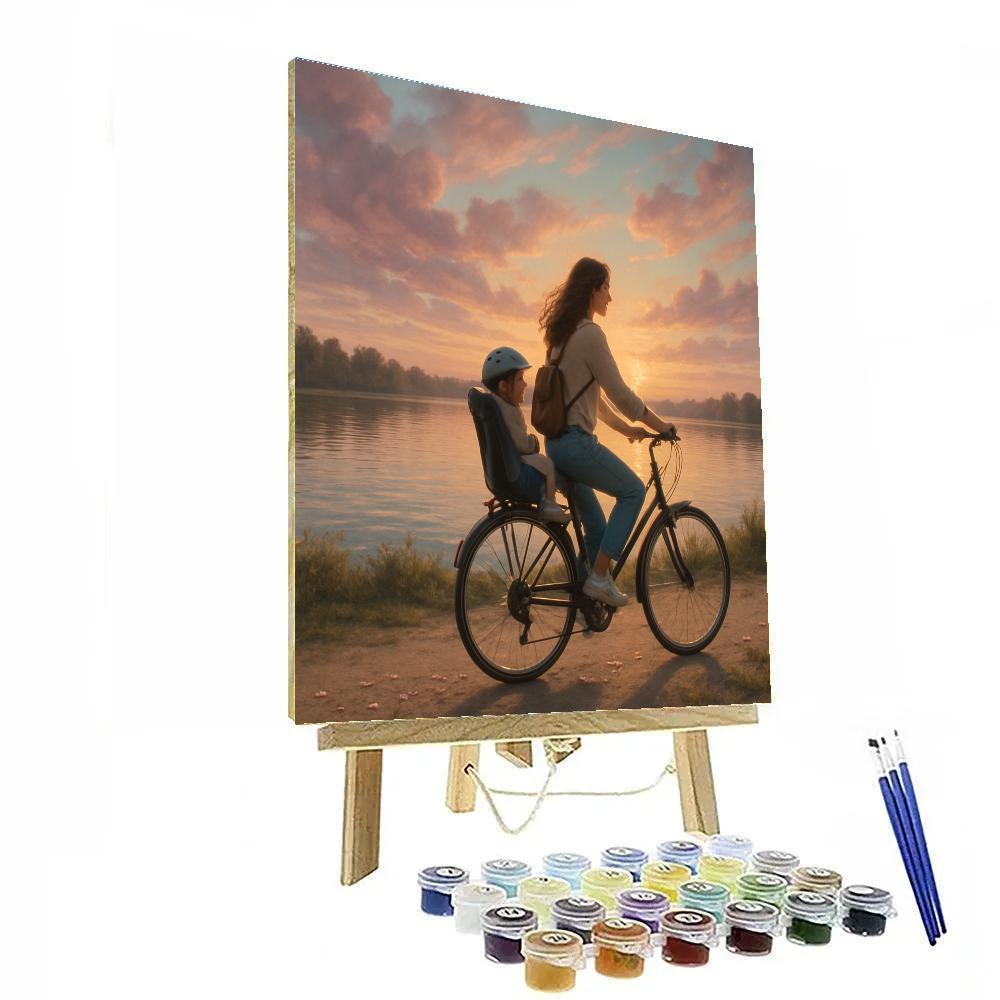 Sunset Bike Ride With Baby Paint by numbers art