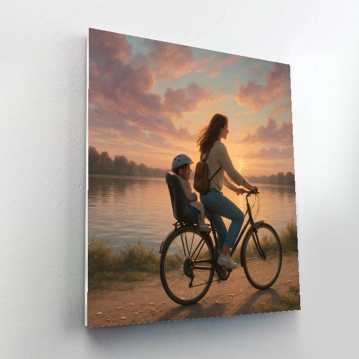 Sunset Bike Ride With Baby Paint by numbers art