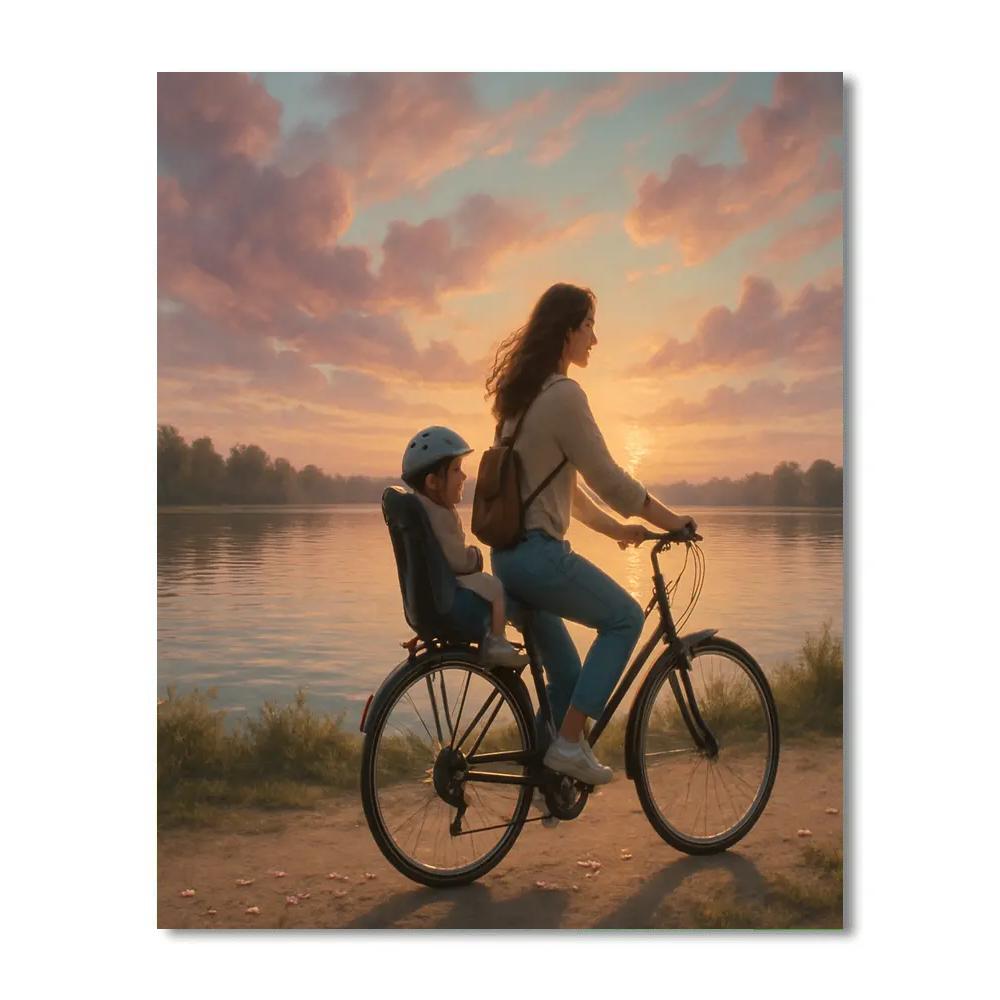 Sunset Bike Ride With Baby Paint by numbers art