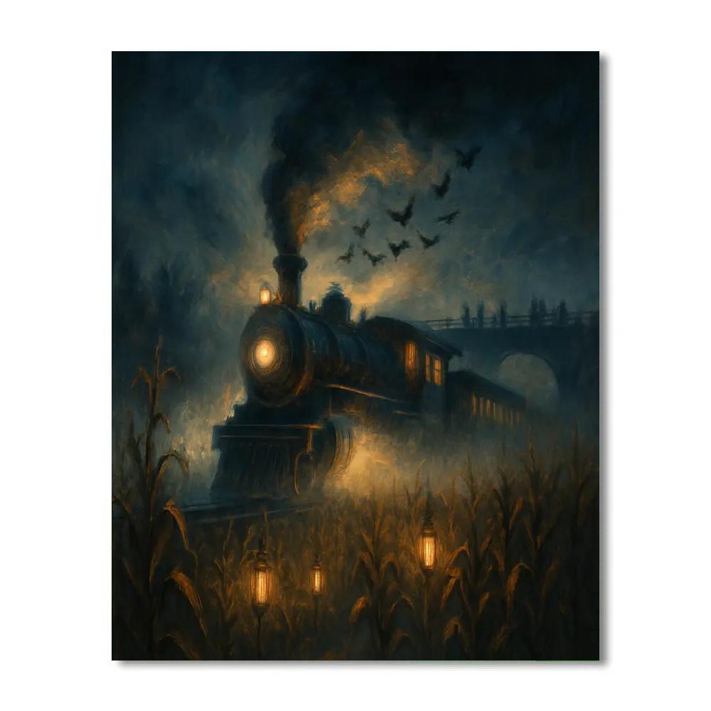 Spectral Train Through Harvest Night Paint by numbers art