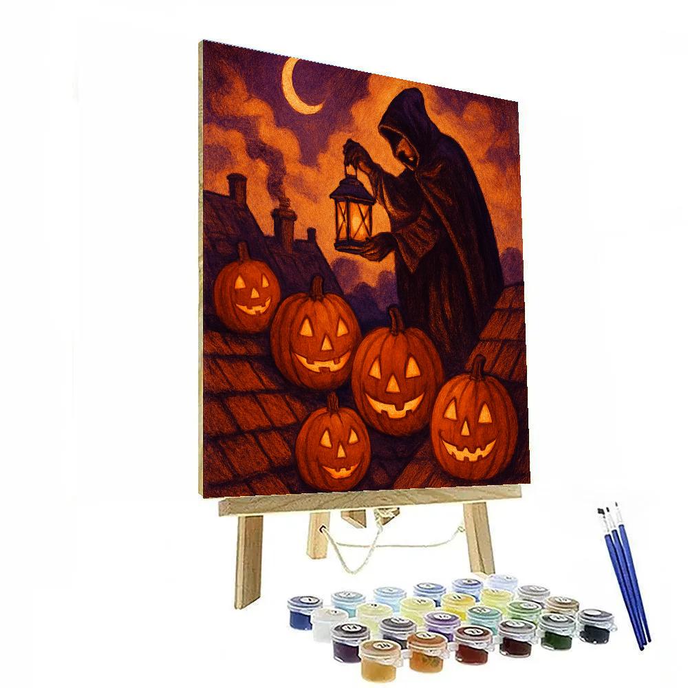 Rooftop Pumpkin Vigil Painting by numbers kit