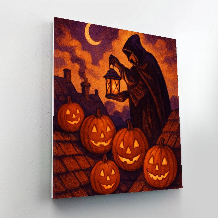 Rooftop Pumpkin Vigil Painting by numbers kit