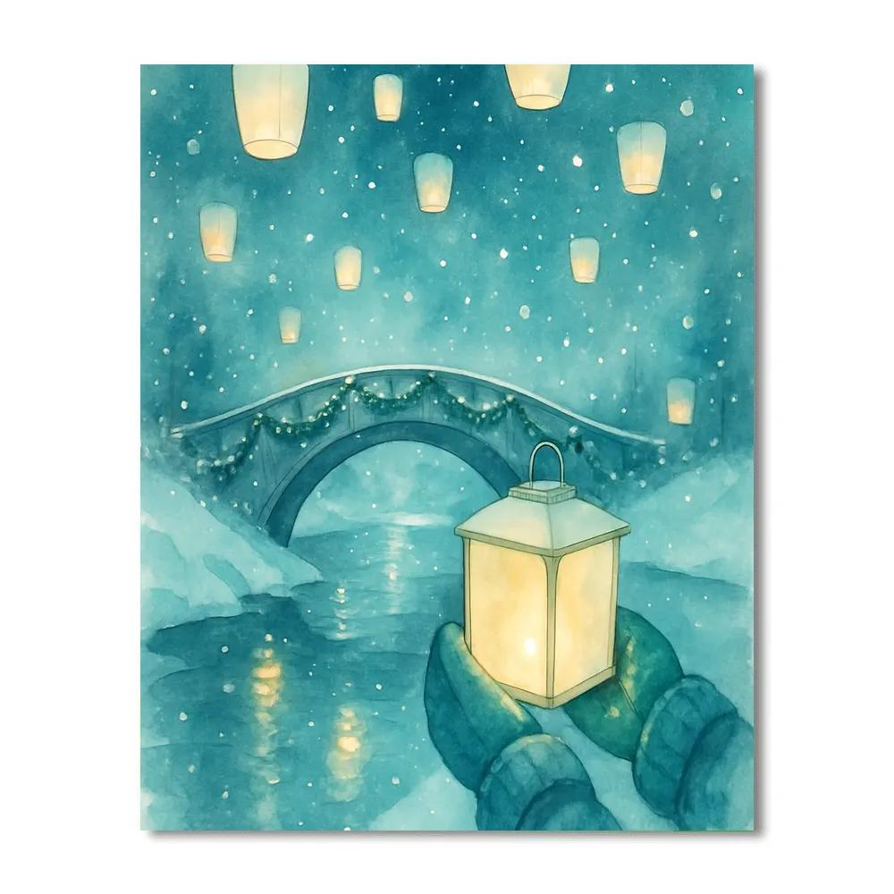 Lanterns Over Snowbridge Paint by numbers art