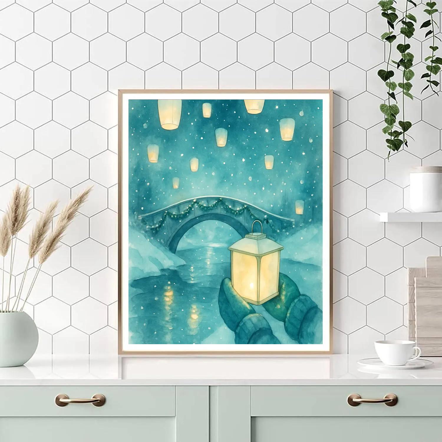 Lanterns Over Snowbridge Paint by numbers art