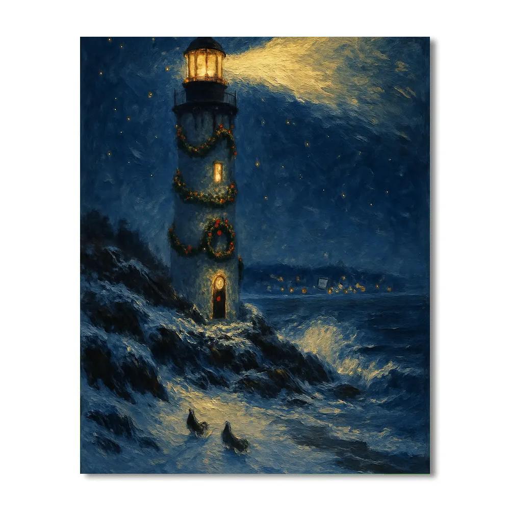 Holiday Beacon Lighthouse Number painting