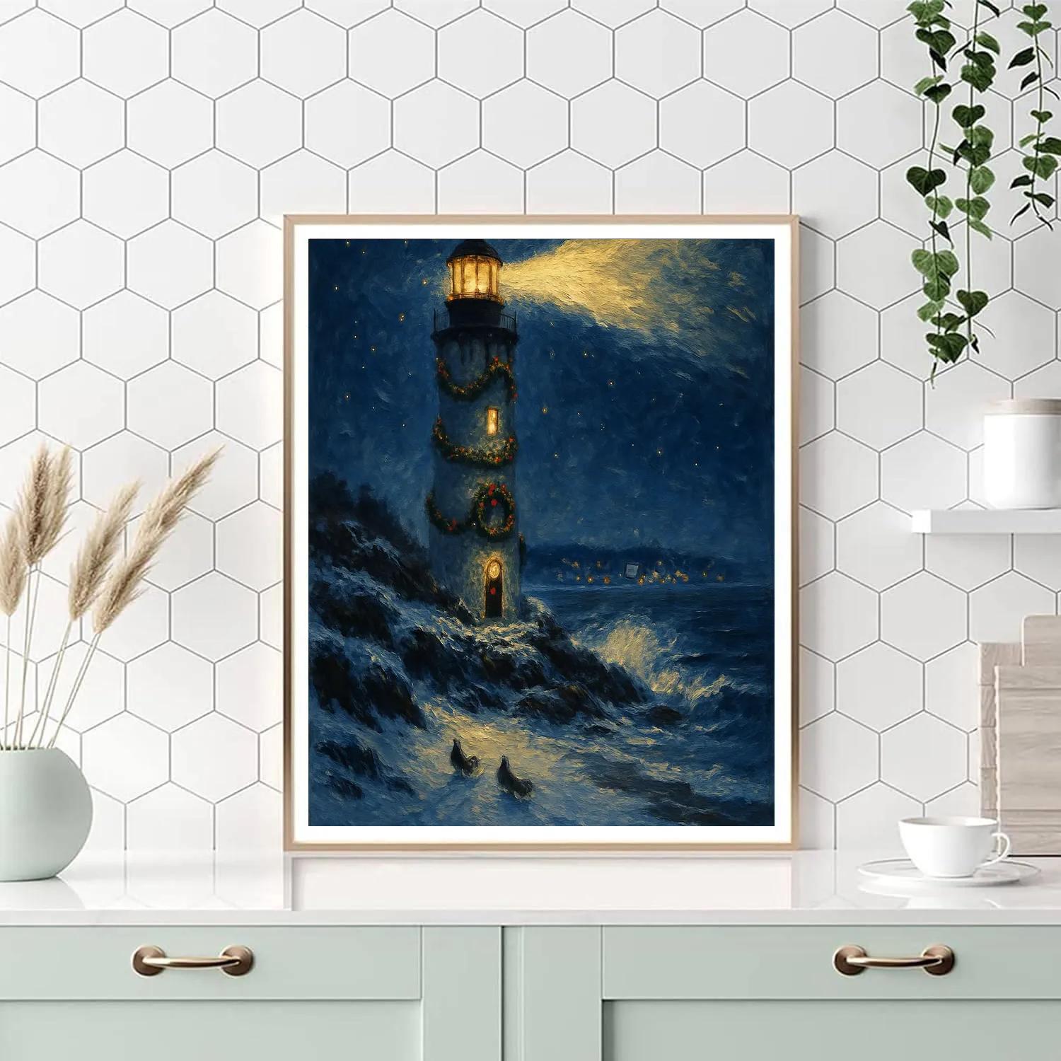 Holiday Beacon Lighthouse Number painting
