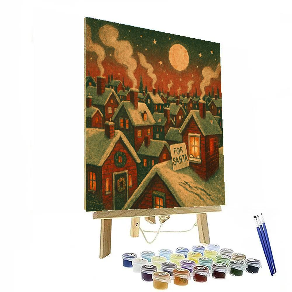 Santa Postcard Skyline painting number kit