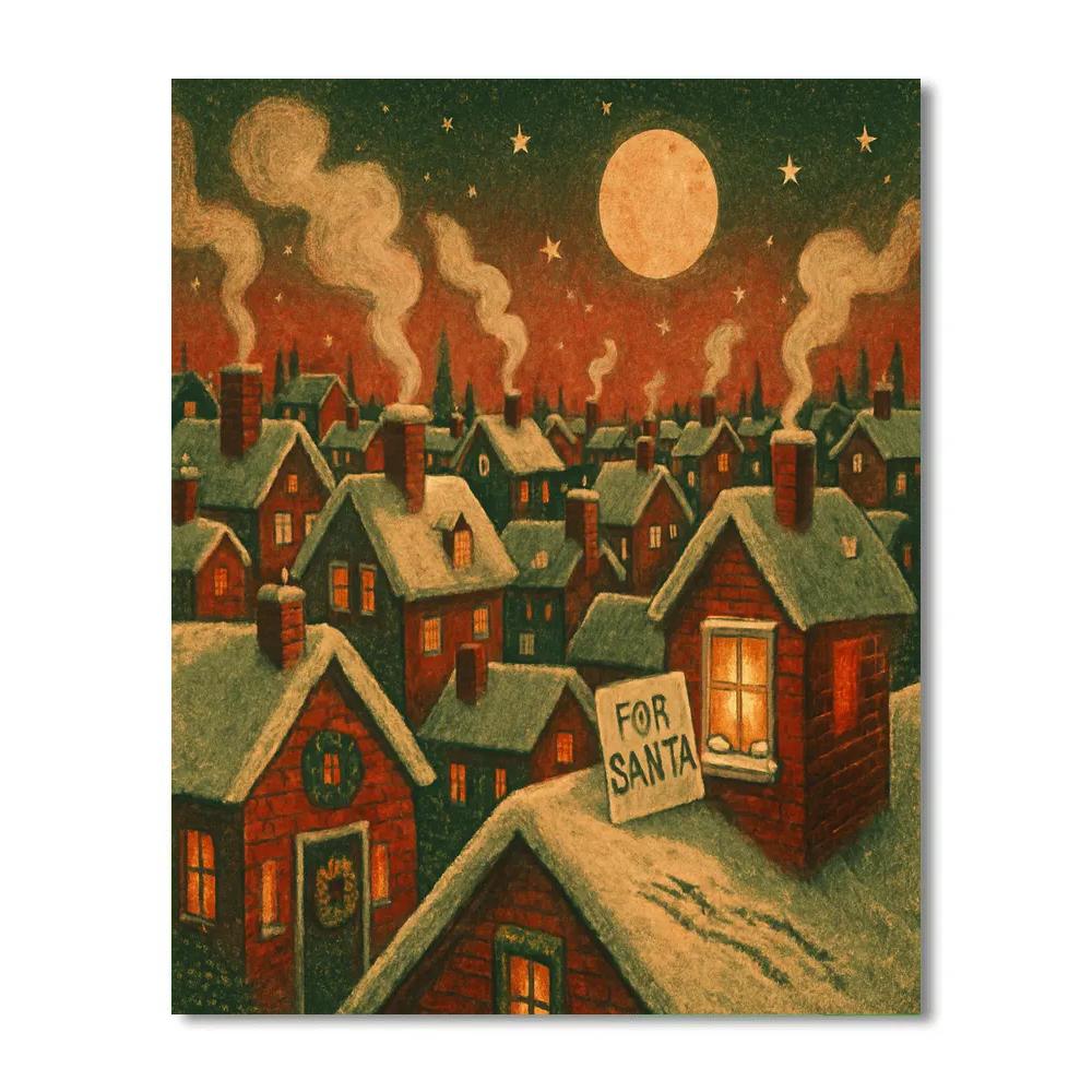 Santa Postcard Skyline painting number kit