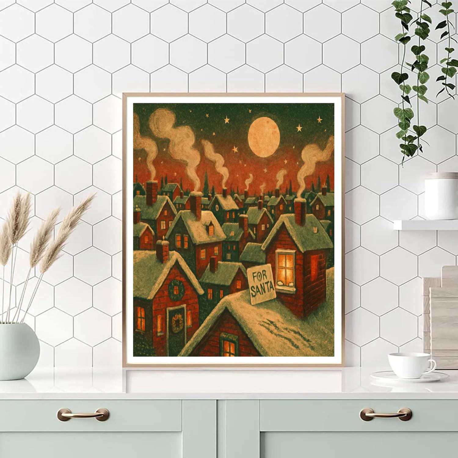 Santa Postcard Skyline painting number kit