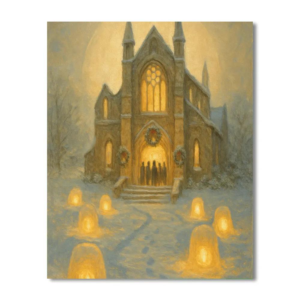 Snow Lantern Abbey Numbered painting kits