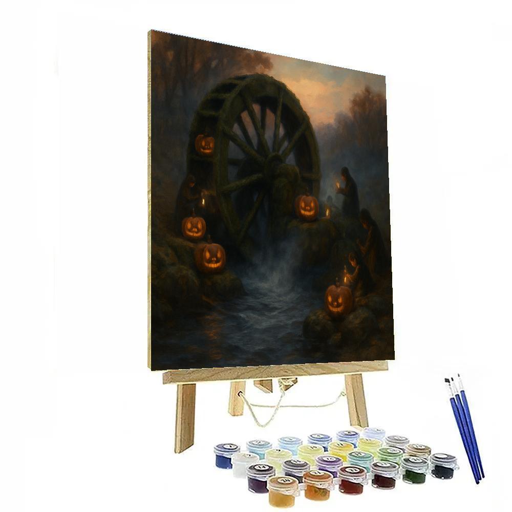 Lanterns On The Old Mill Wheel DIY paint by numbers