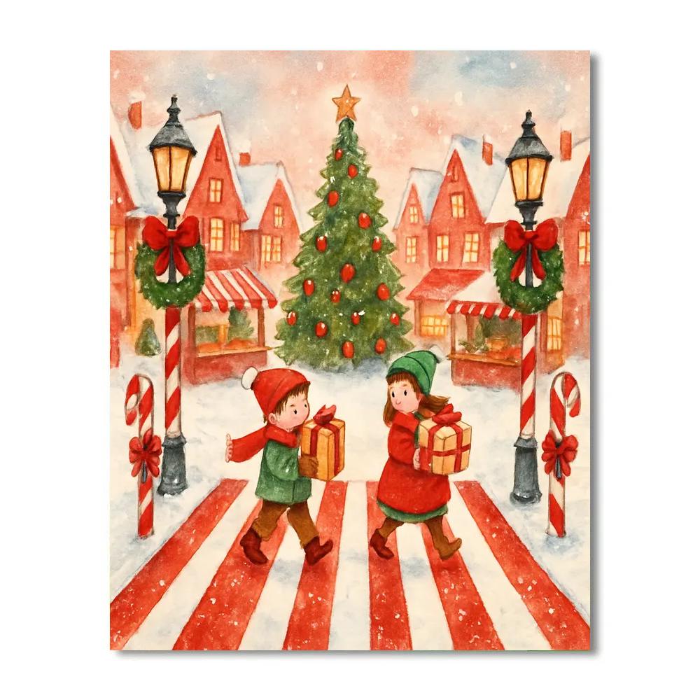 Candy Cane Crosswalk Paint by numbers kits