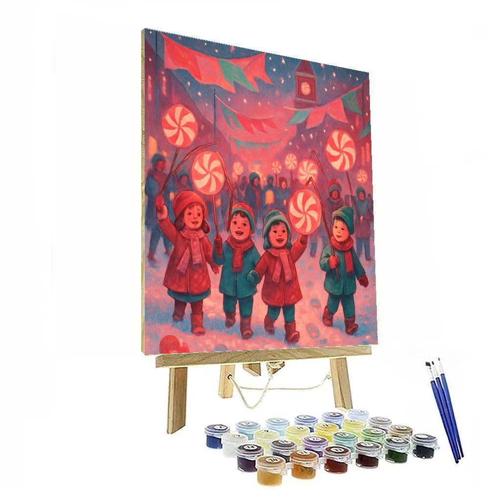 Peppermint Lantern Parade Paint by numbers art