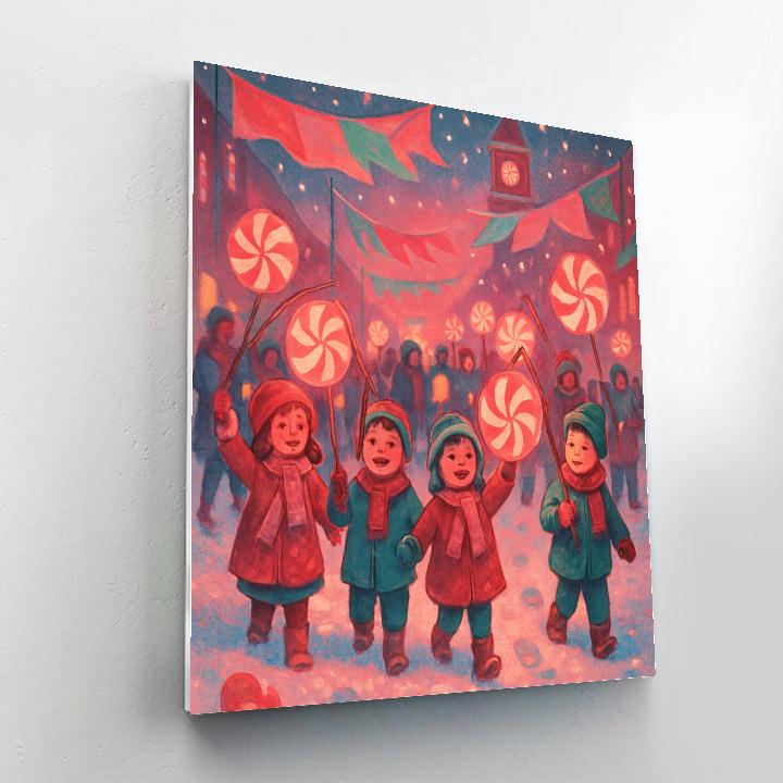 Peppermint Lantern Parade Paint by numbers art