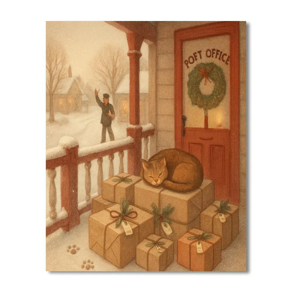 Frosted Post Office Porch paint by number