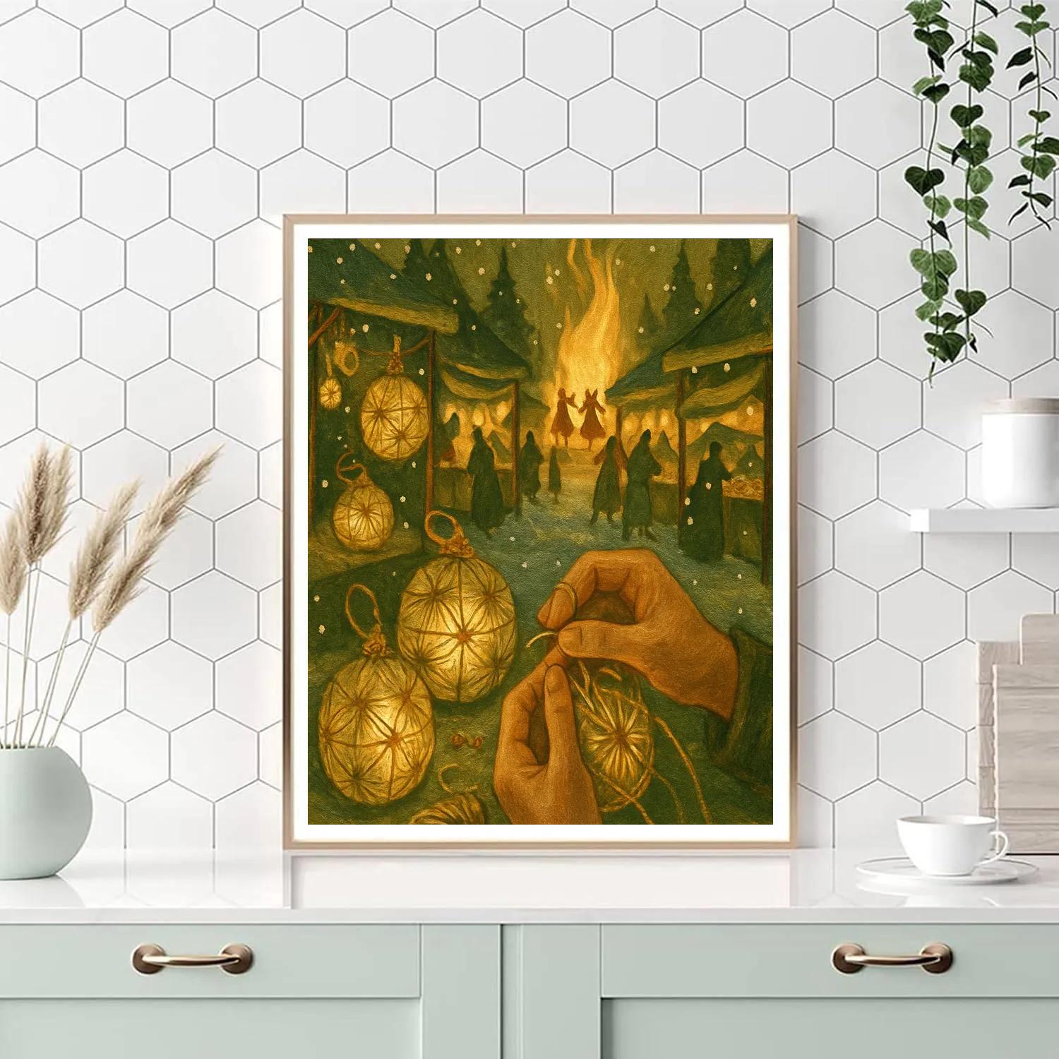 Pine Needle Lantern Bazaar paint by numbers