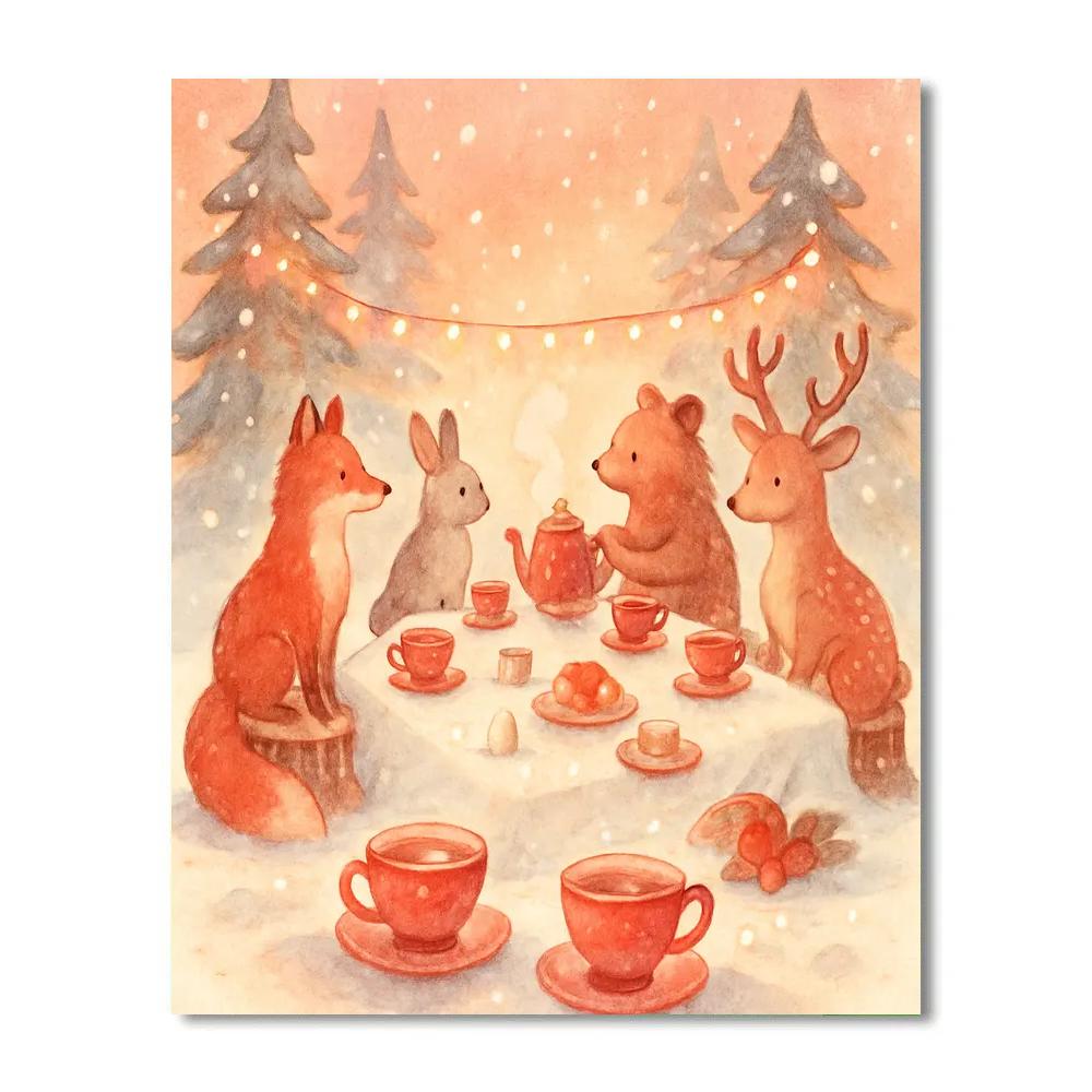 Snow Lantern Tea Party DIY paint by numbers
