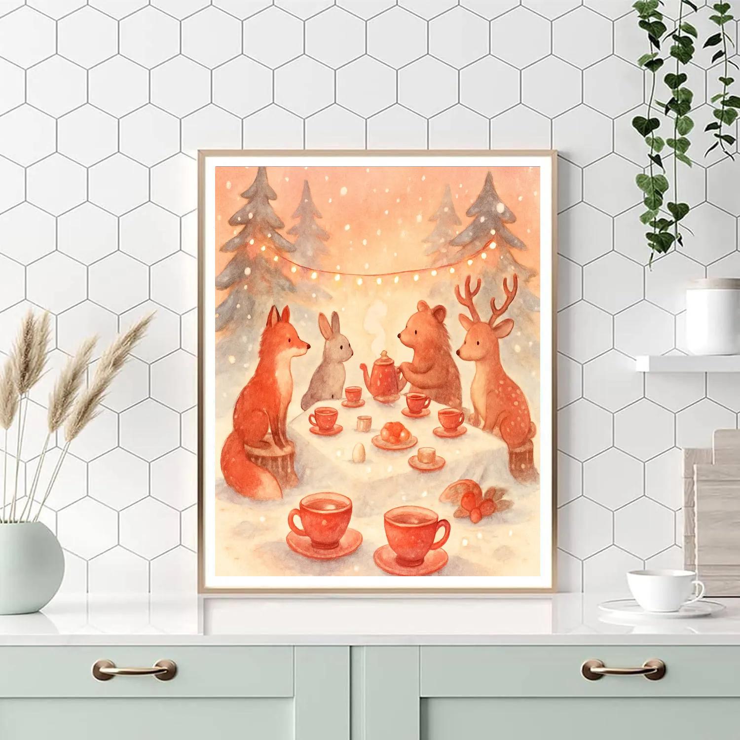Snow Lantern Tea Party DIY paint by numbers