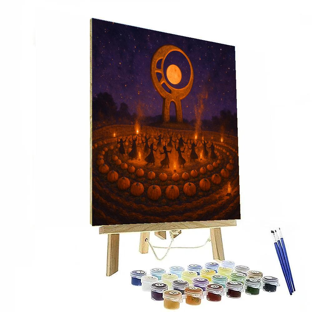 Moonwheel And The Pumpkin Fields Paint by numbers art