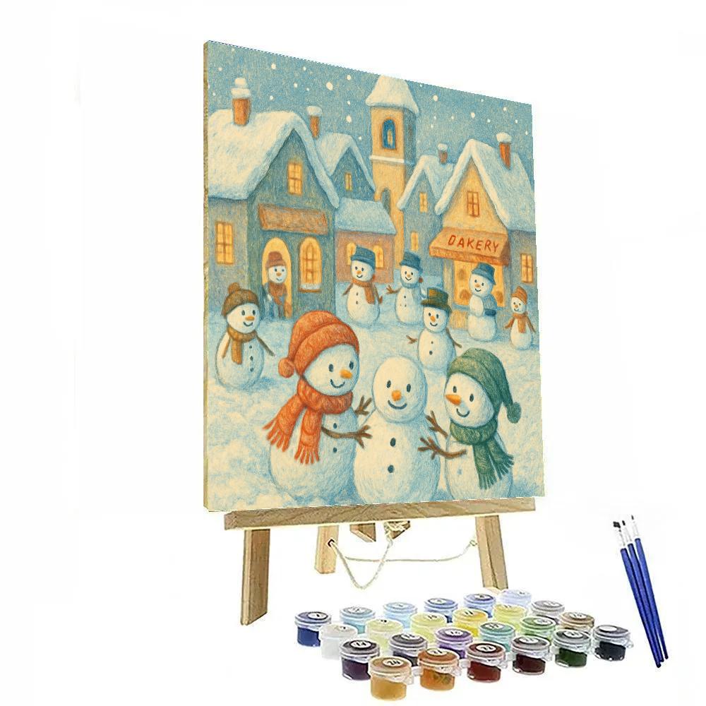 Noel Snowmen Village Paint by numbers art