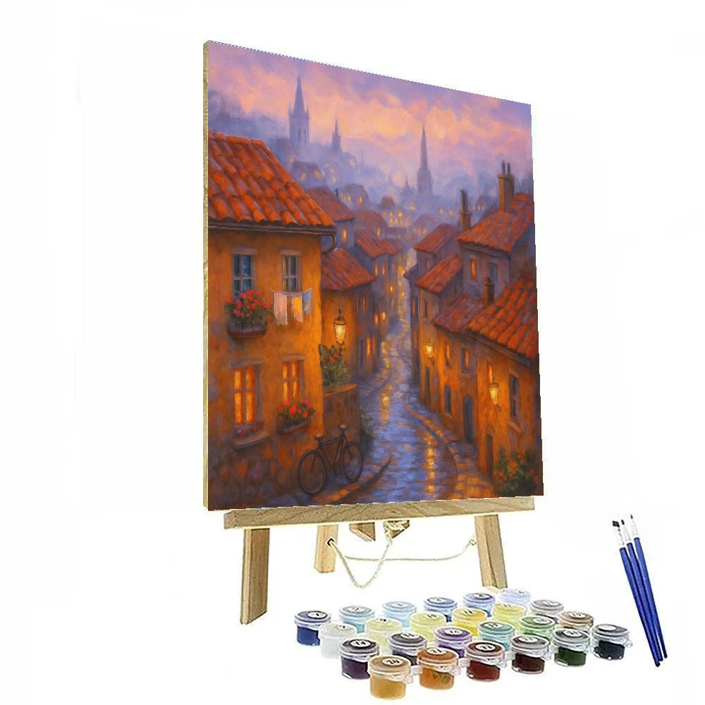 Golden Rooftops After The Rain painting number kit