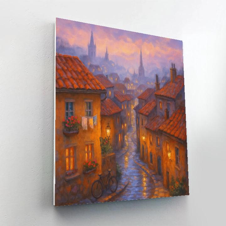 Golden Rooftops After The Rain painting number kit