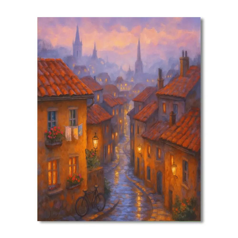 Golden Rooftops After The Rain painting number kit
