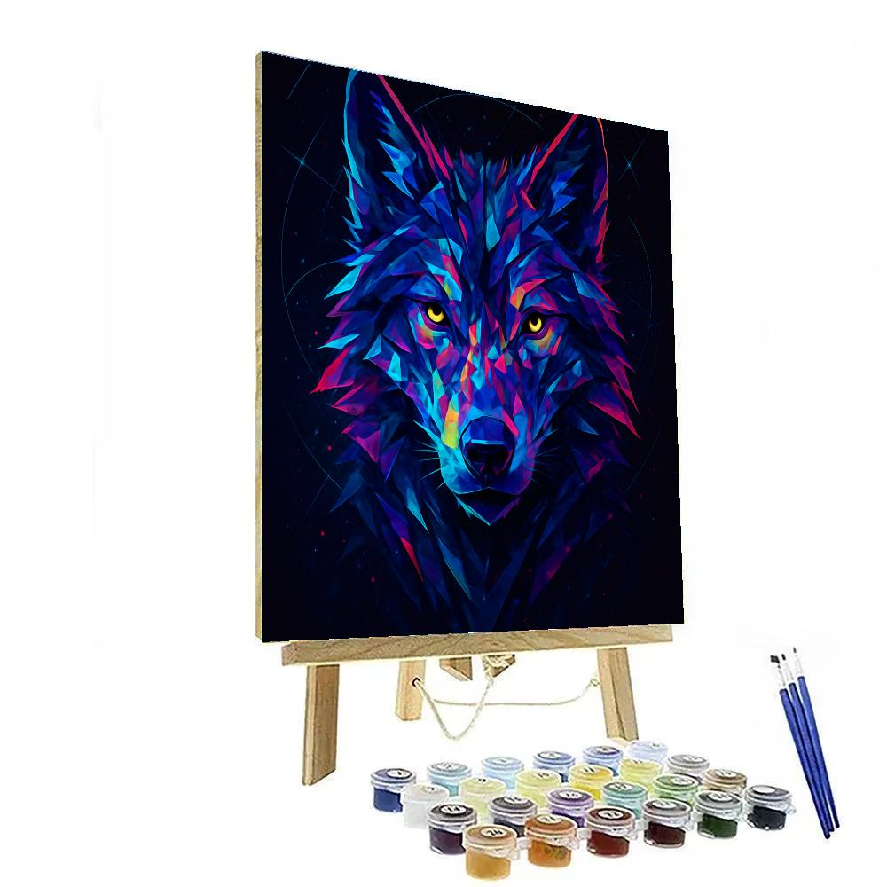 Cosmic Prism Wolf Gaze paint by number