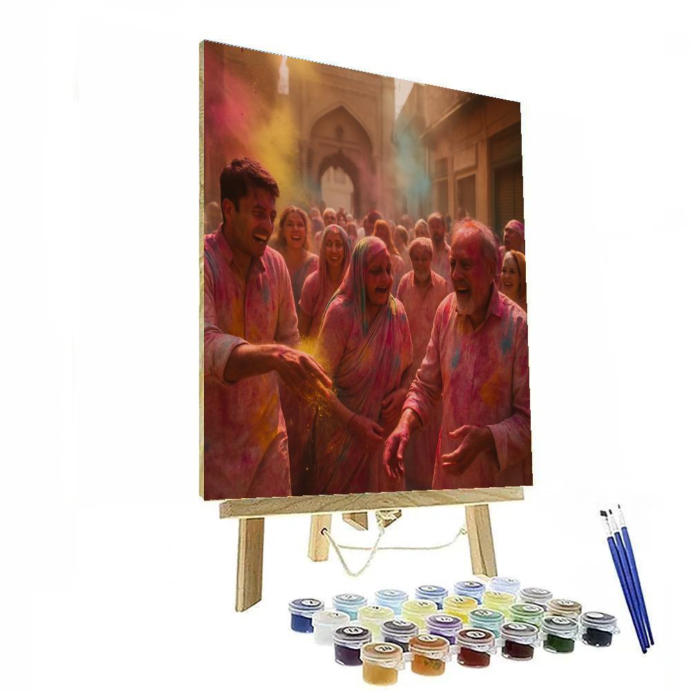 Holi Street Revelry In Vrindavan painting number kit