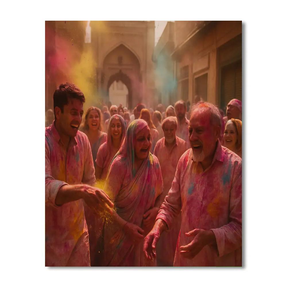 Holi Street Revelry In Vrindavan painting number kit