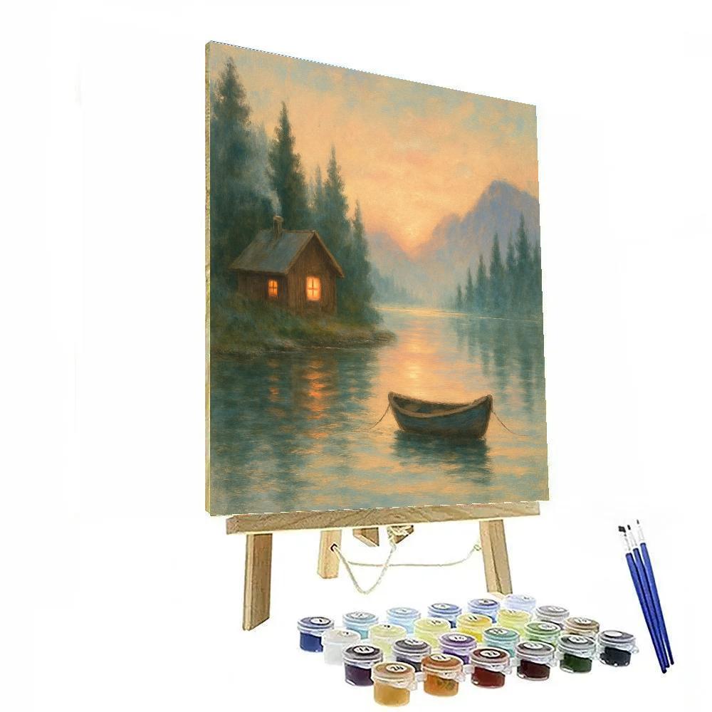 Sunrise Steam Over Quiet Cabin Cove paint by numbers