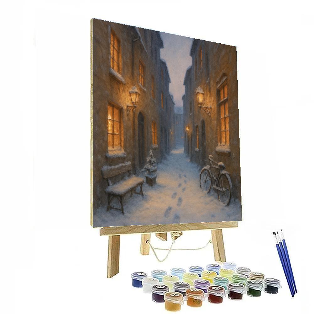 Lantern Alley At Winter Dusk Painting by numbers kit