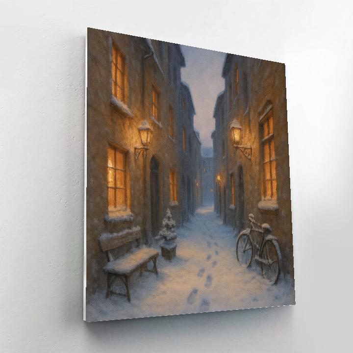 Lantern Alley At Winter Dusk Painting by numbers kit