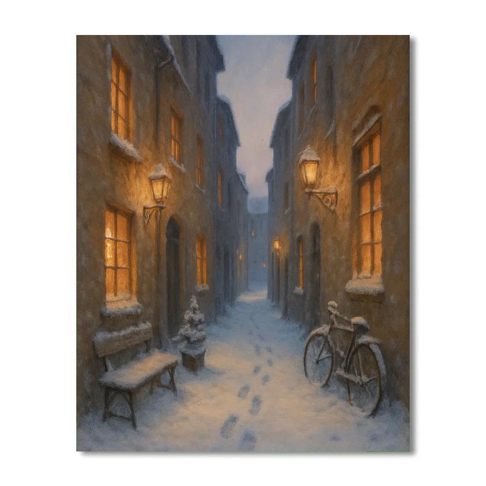 Lantern Alley At Winter Dusk Painting by numbers kit