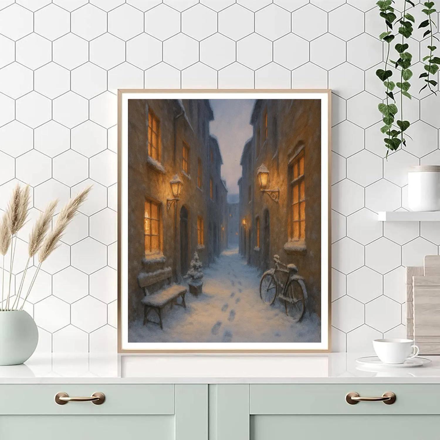 Lantern Alley At Winter Dusk Painting by numbers kit