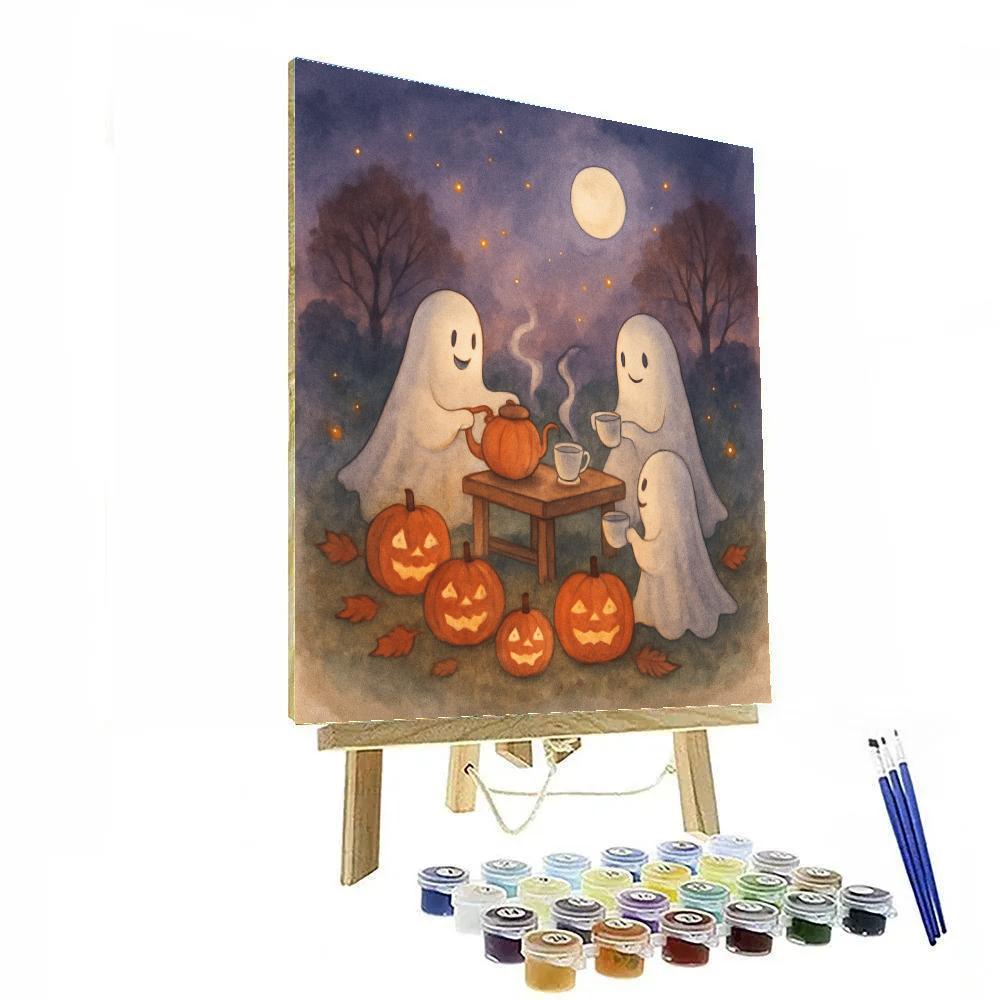 Gentle Ghosts Tea Party On The Autumn Hill paint by number