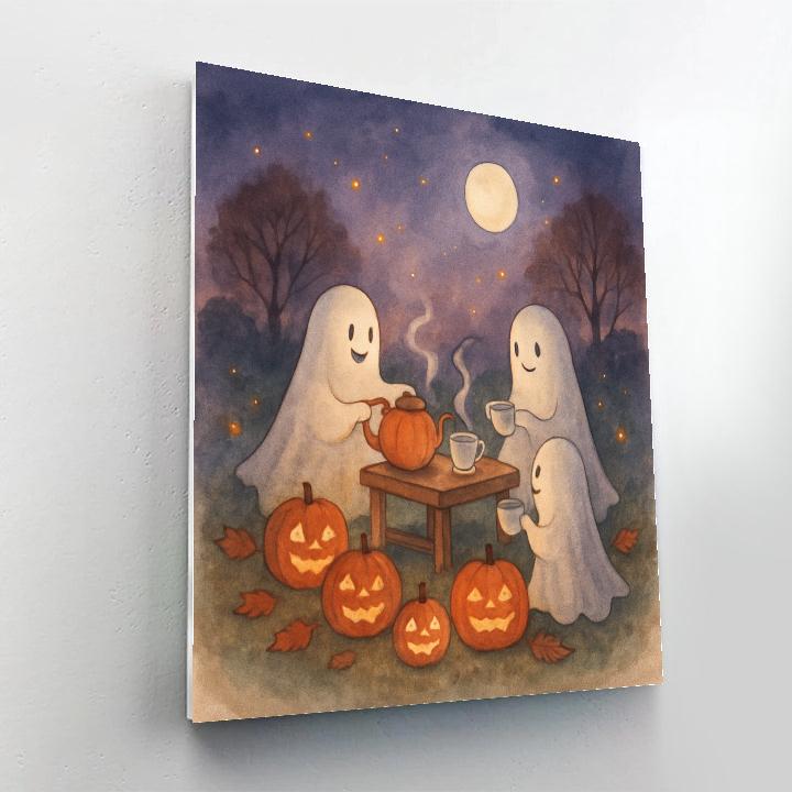 Gentle Ghosts Tea Party On The Autumn Hill paint by number