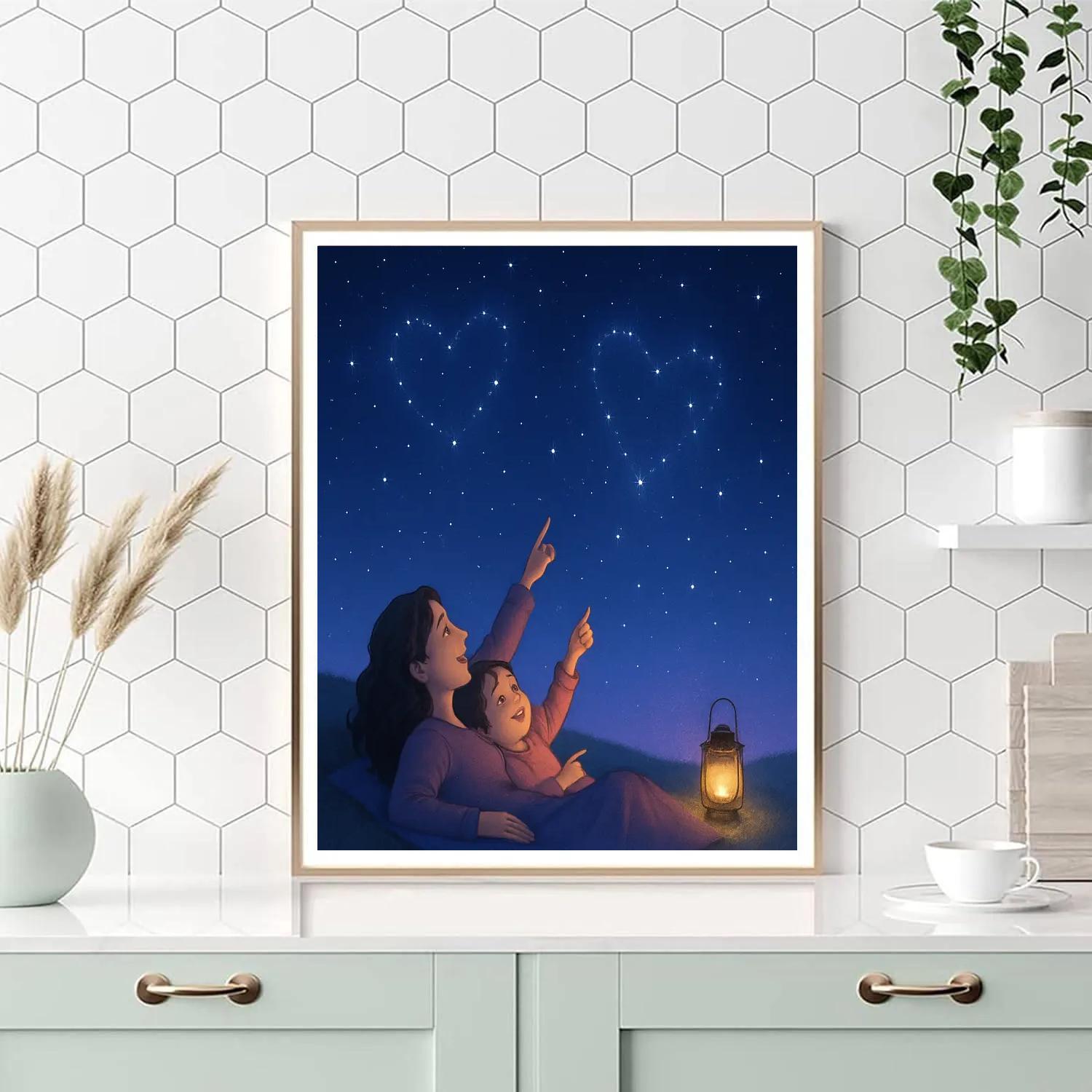 Stargazing With Mom Mothers Day Night Number painting