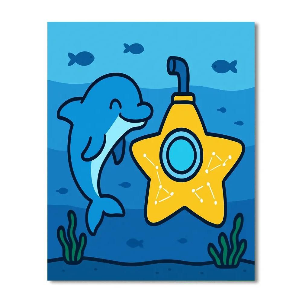 Starlight Submarine Dolphin Mission paint by color