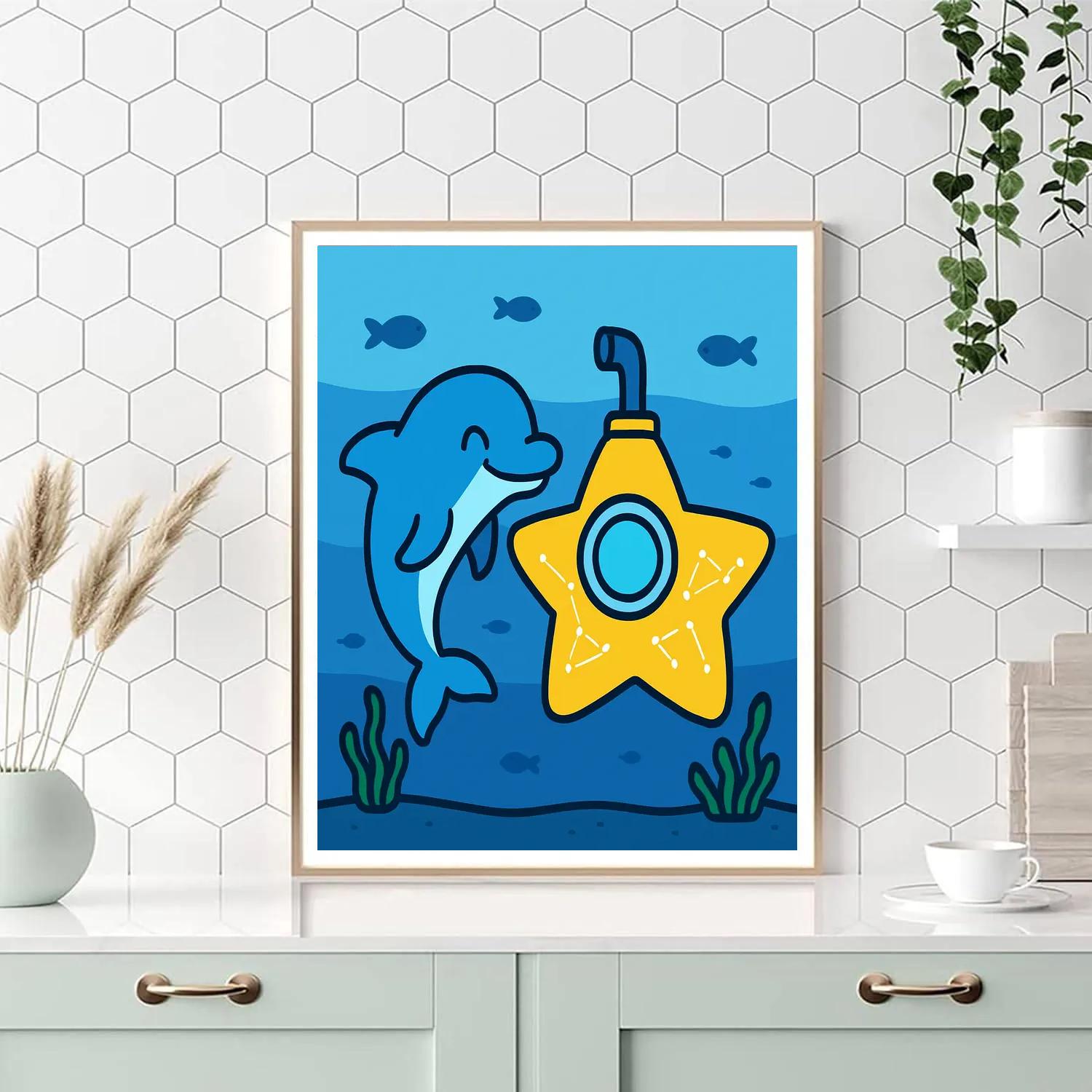 Starlight Submarine Dolphin Mission paint by color