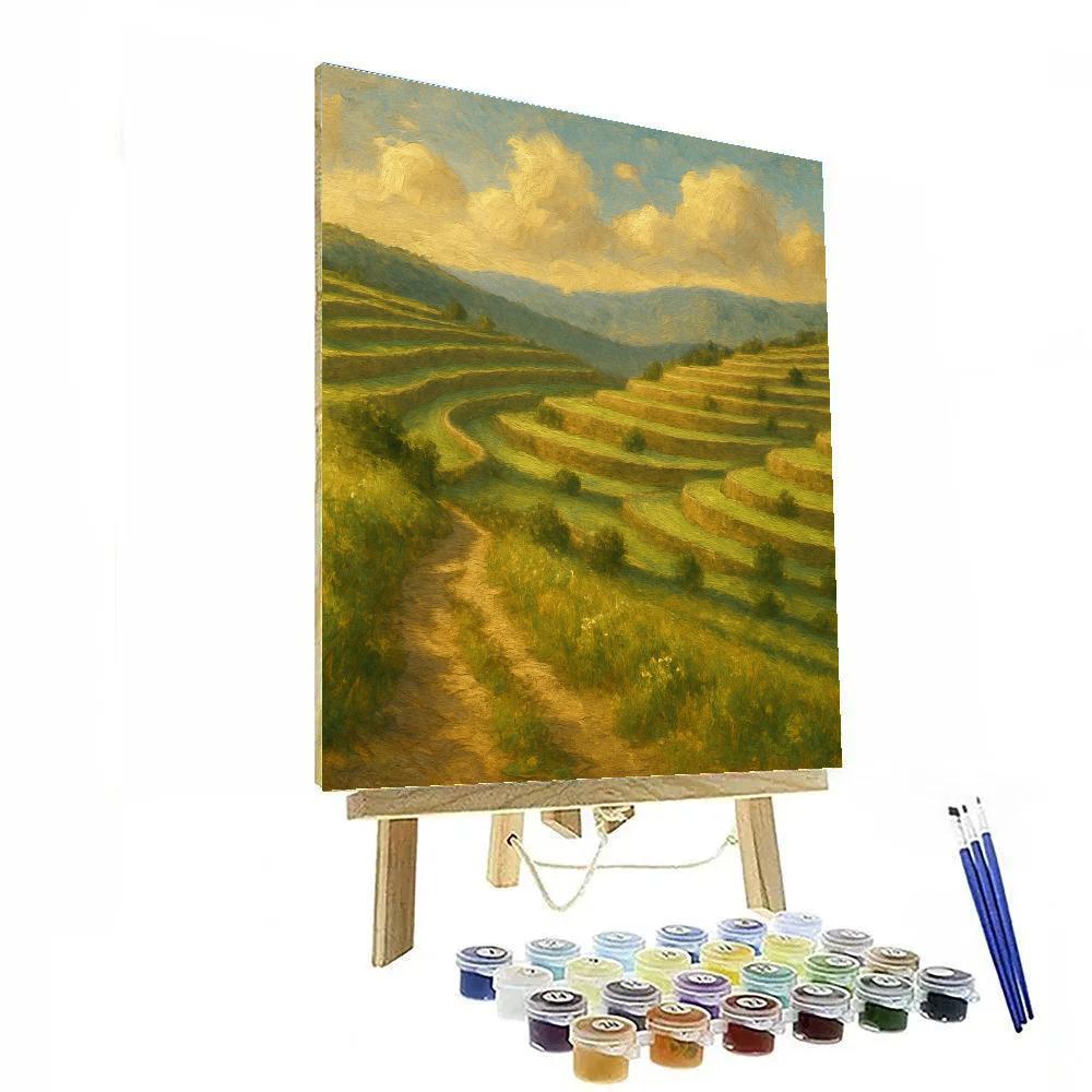 Sunlit Stone Terrace Hills paint by number